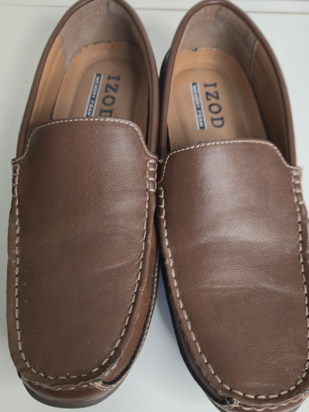 Izod Baxter Slip-on Moccasins Dark Tan Memory Foam Comfort Men's  8.5 0564